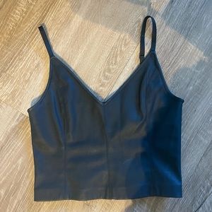 Zara black pleather crop top